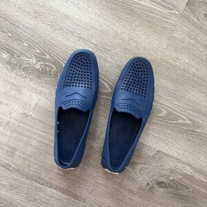 Navy Perforated Men's Slip-On Floafers